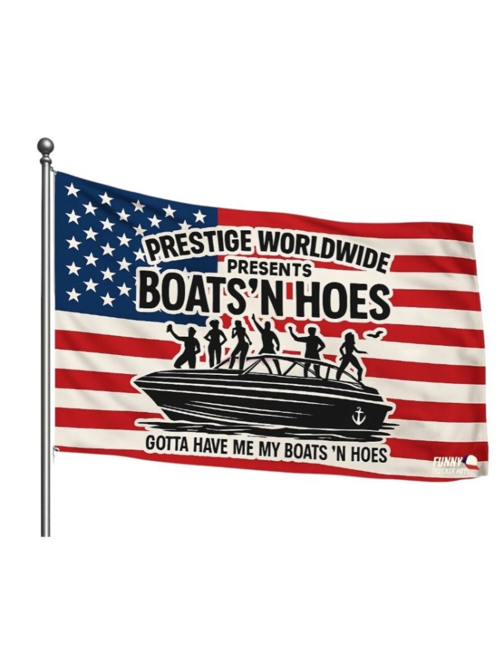 Boats N Hoes Funny Boat Flag Patriotic American Flag Lake Party Nautical Gifts